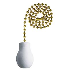 Westinghouse 77014 Westinghouse 12 In. Polished Brass Pull Chain with White Wood Knob Ornament 77014