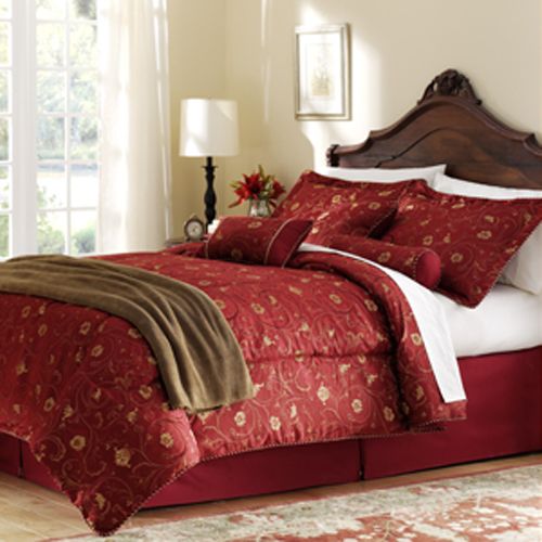 Essential Home Red Swirl 12 Piece Bed Set