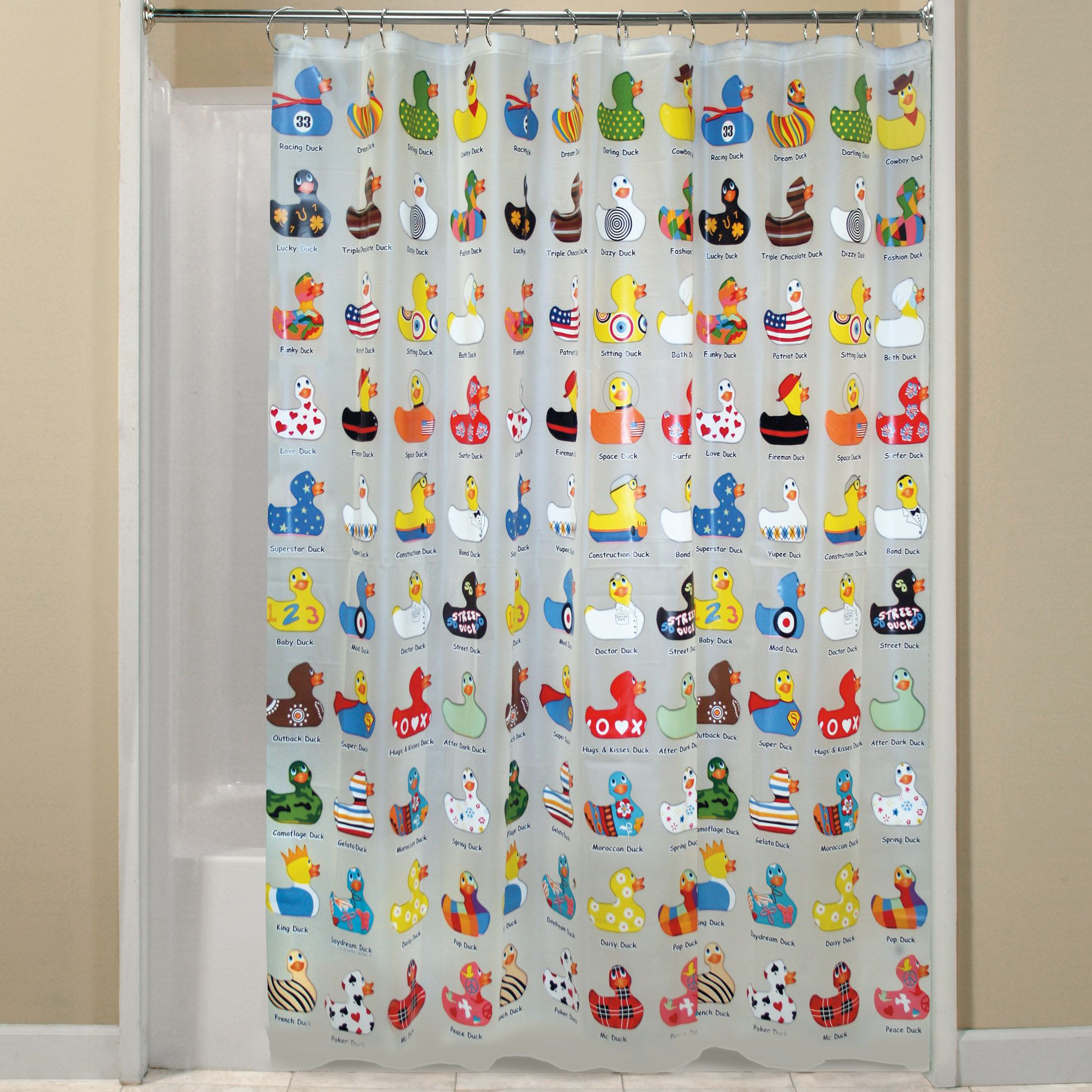 Essential Home Shower Curtain Aqua Duck Vinyl Peva