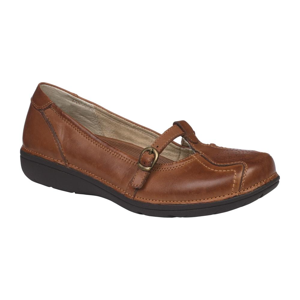 Thom McAn Women&#39;s Dublin Leather T-Strap Step-In - Brown