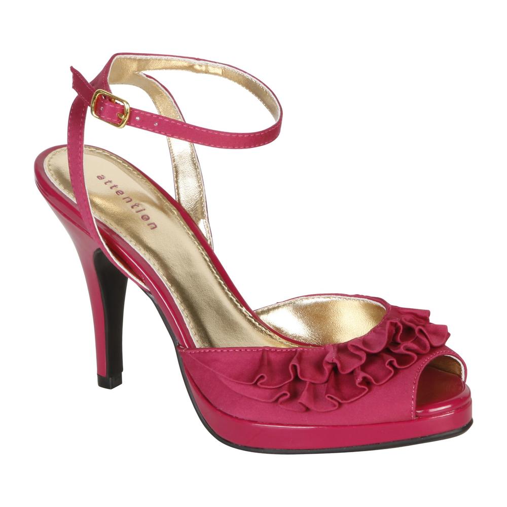 Attention Women&#39;s Tashima Platform Peep Toe with Ruffle Detail - Pink