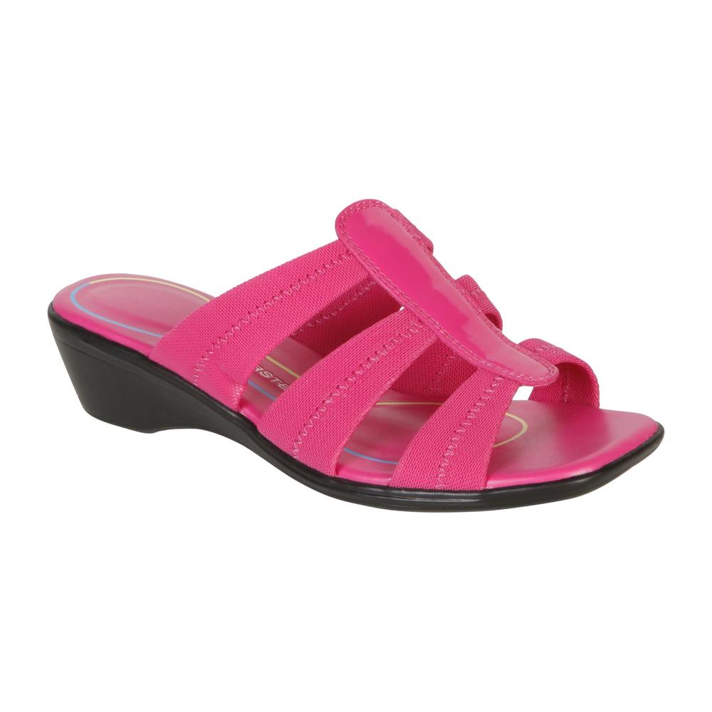 Airstep Women's Sandal Mayer Stretchy Wedge Wide &ndash; Pink