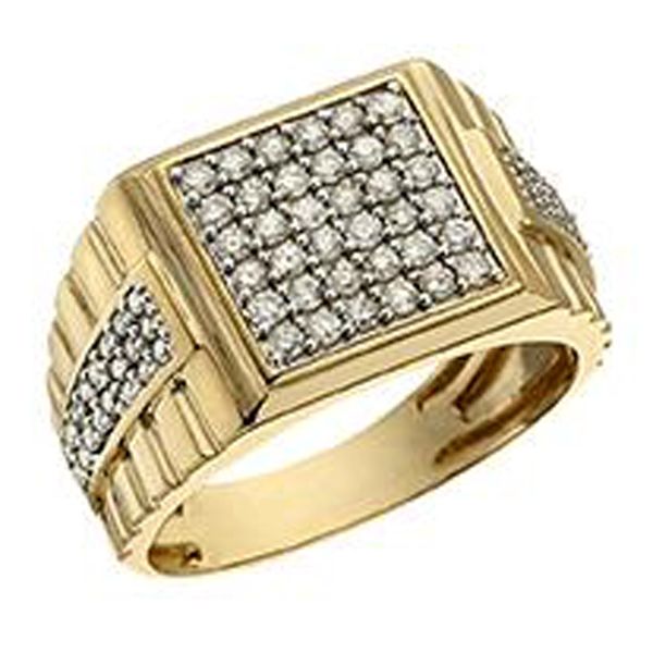 1 cttw Men&#39;s Diamond Cluster Ring in 10K Yellow Gold