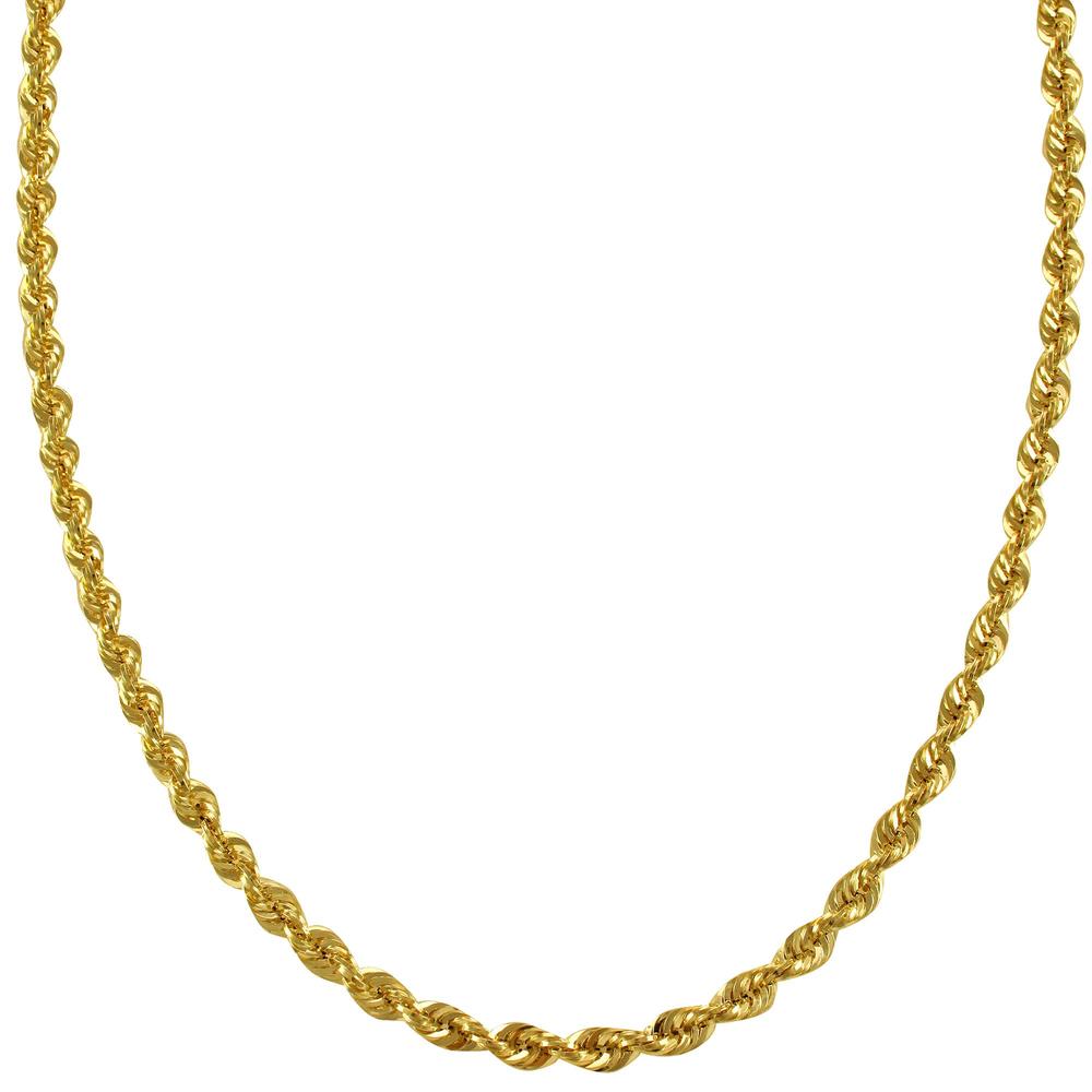 10K Yellow Gold Hollow Rope Chain Necklace