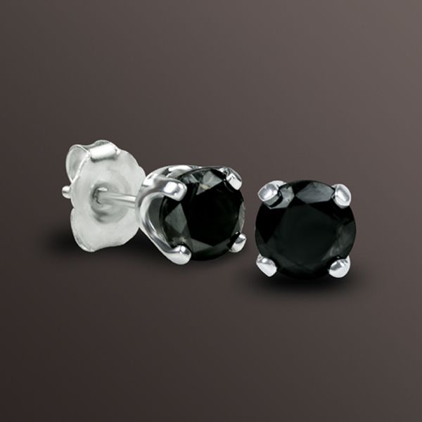 1/5 cttw Round Black Diamond Stud Earrings In 10k White Gold 1/5 cttw Round Black Diamond Stud Earrings In 10k White Gold