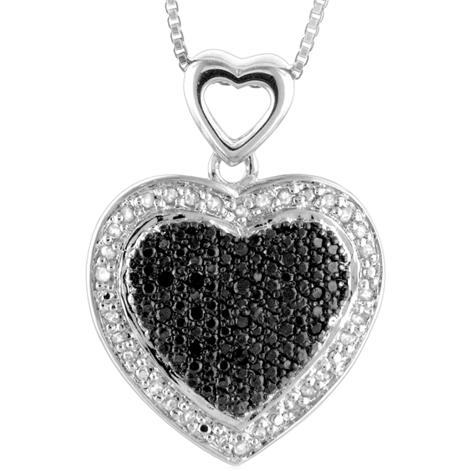 Sterling Silver with 1/4 cttw Black and White Diamond heart Pendant Sterling Silver with 1/4 cttw Black and White Diamond heart Pendant