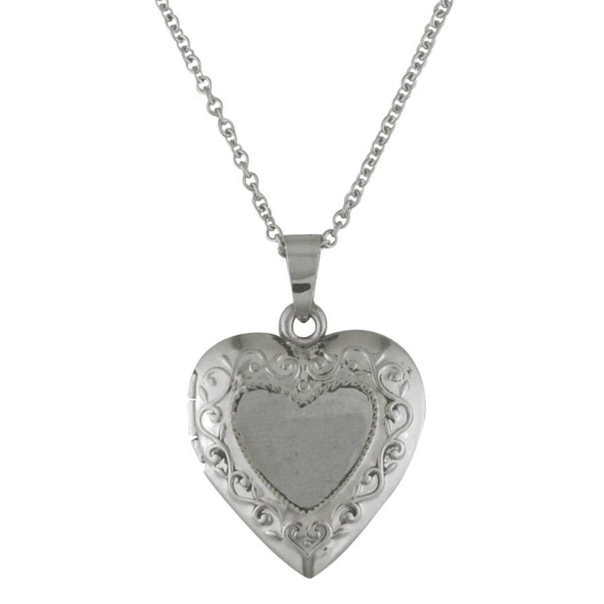 Stainless Steel Locket Pendant and Chain, Silver Stainless Steel Locket Pendant and Chain, Silver