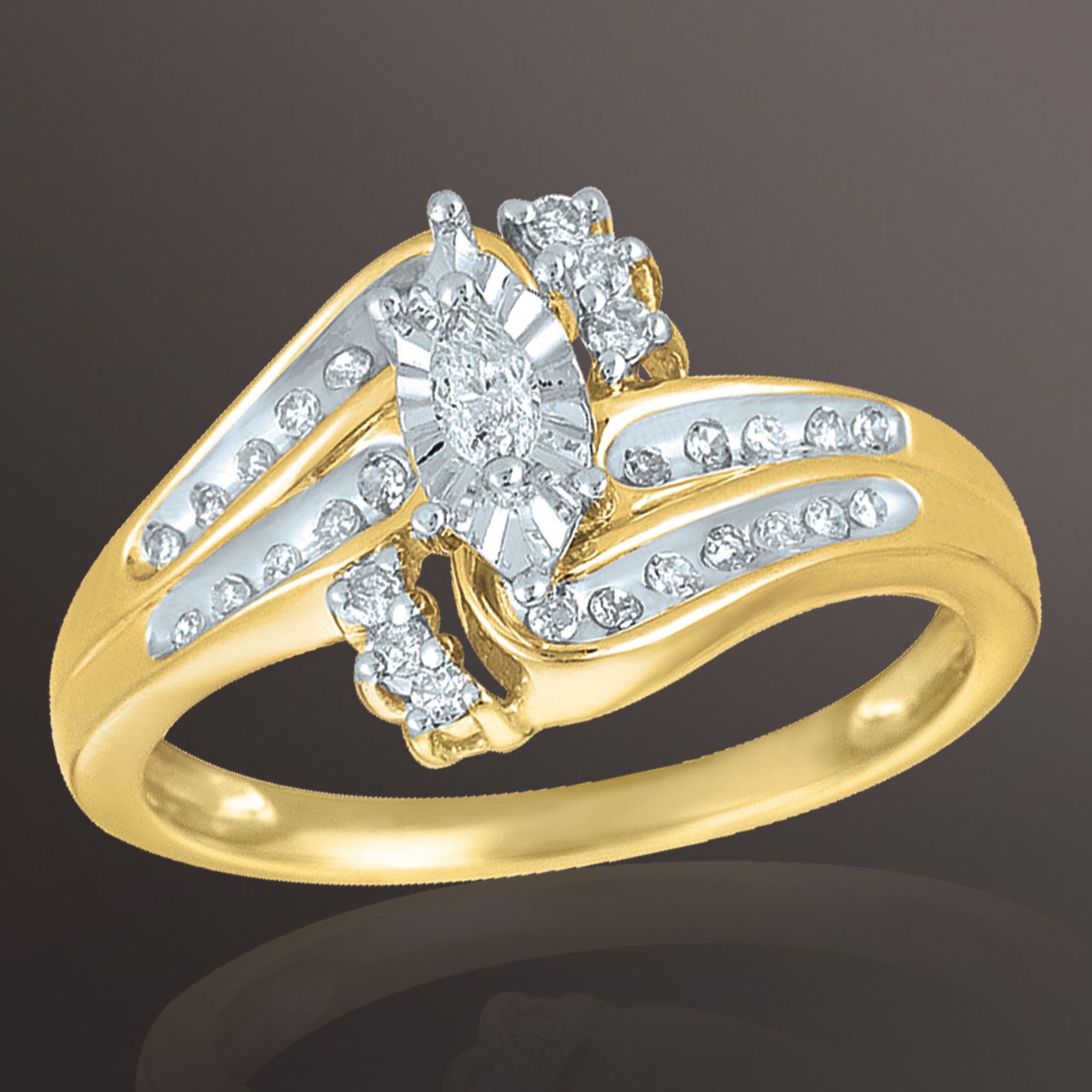 Everlasting Love 1/4 cttw Diamond Swirl Bridal Set in 10k Yellow Gold_in Size 7