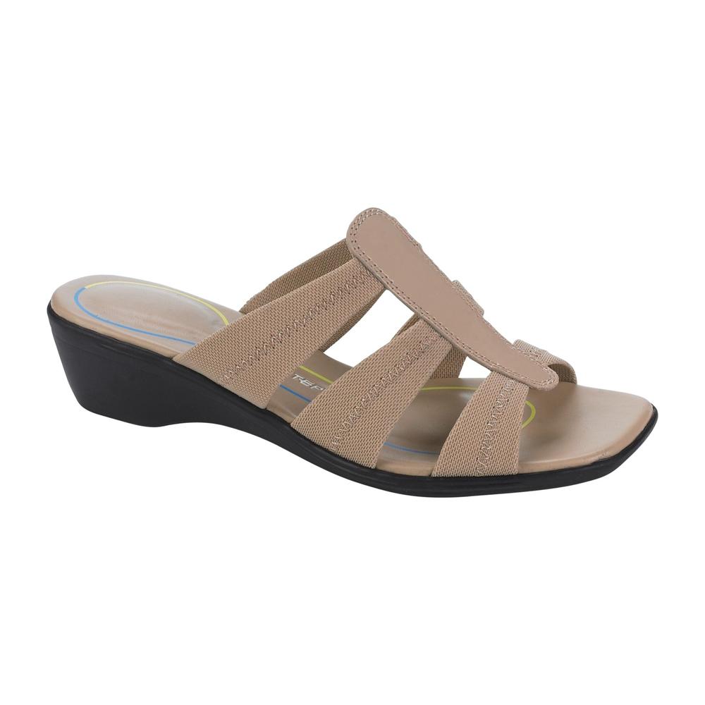 Airstep Women's Sandal Mayer Stretchy Wedge Wide &ndash; Taupe