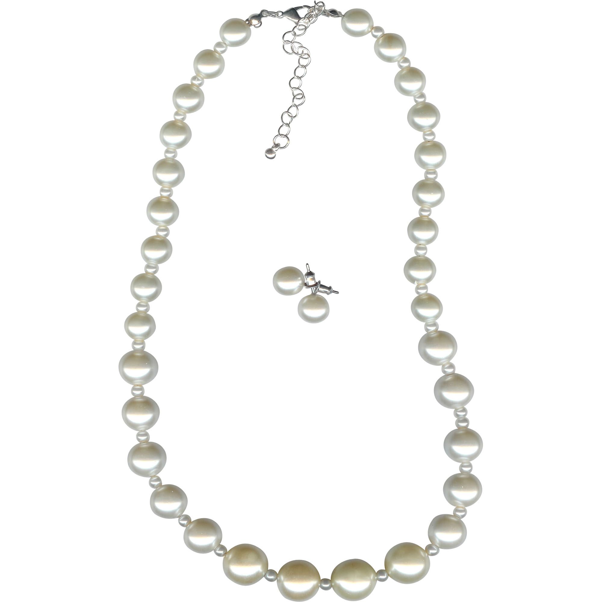 Generic Accessories Graduated Cream Simulated Pearl Necklace and Earring Set, Ivory Generic Accessories Graduated Cream Simulated Pearl Necklace and Earring Set, Ivory