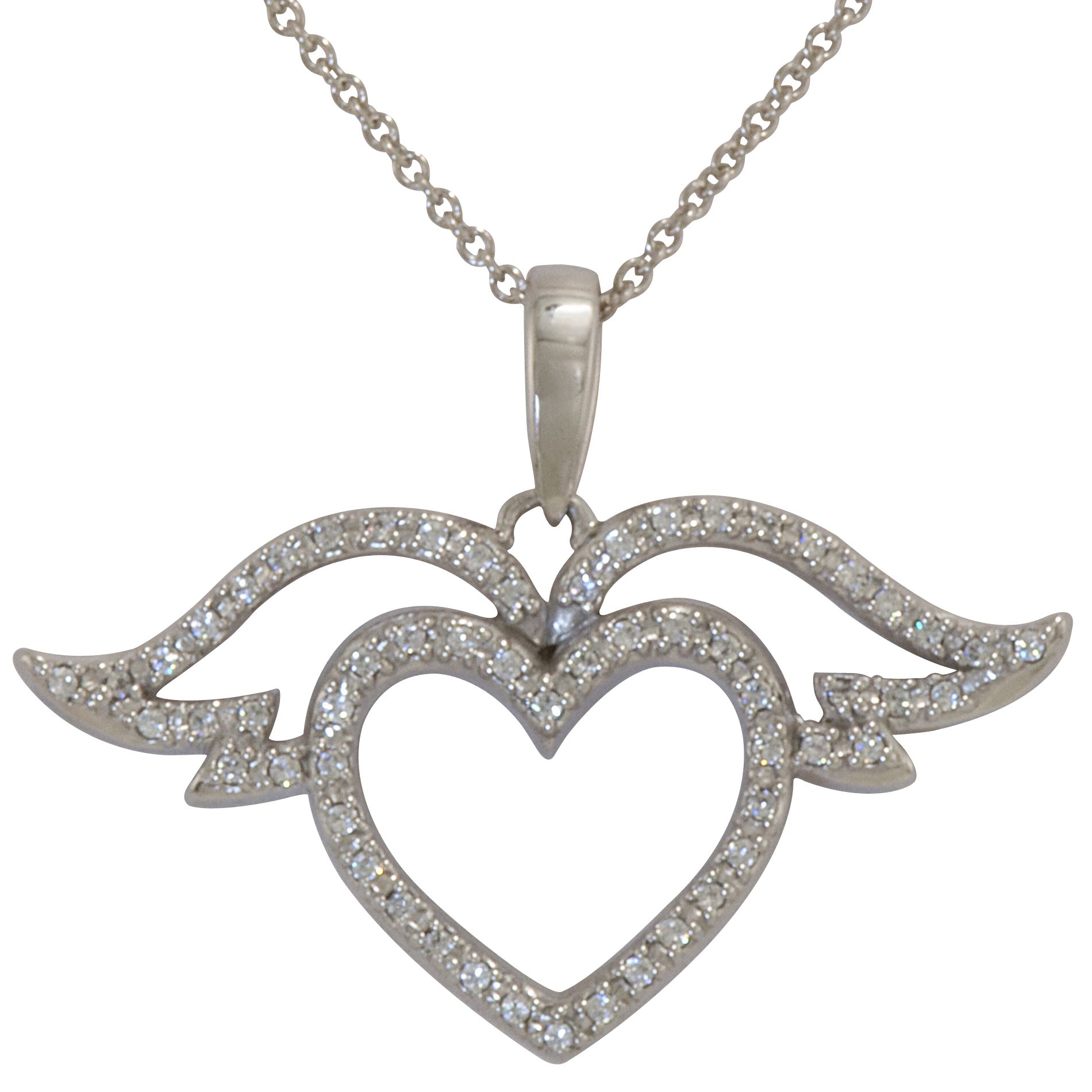 1/7 cttw Diamond Flying Heart Pendant in Sterling Silver