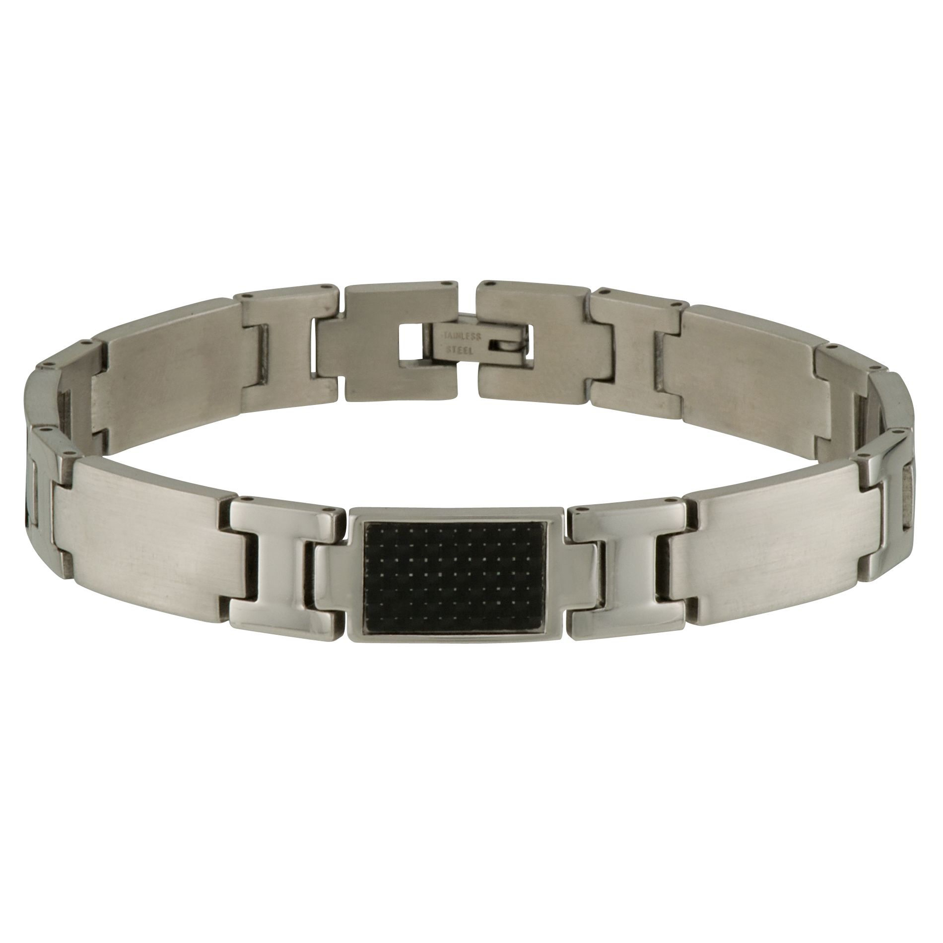 Men&#39;s Stainless Steel Bracelet with Carbon Fiber Accents
