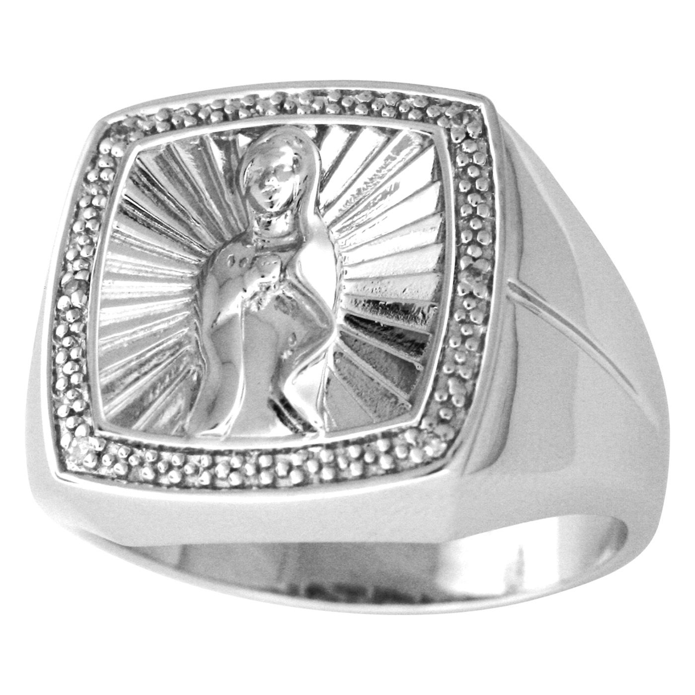 Diamond Accent Guadalupe Ring in Sterling Silver_in Size 10.5