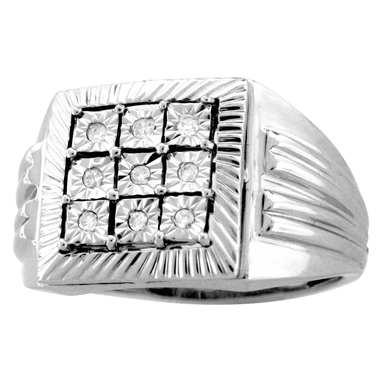 Miracle Set Diamond Accent and Sterling Silver Ring_in Size 10.5