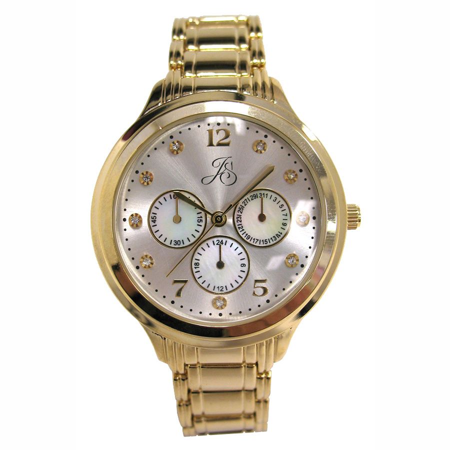 Jaclyn Smith Ladies Watch w/ith Round GT Case, Silver Multi-Display Dial and Expansion Band Jaclyn Smith Ladies Watch w/ith Round GT Case, Silver Multi-Display Dial and Expansion Band