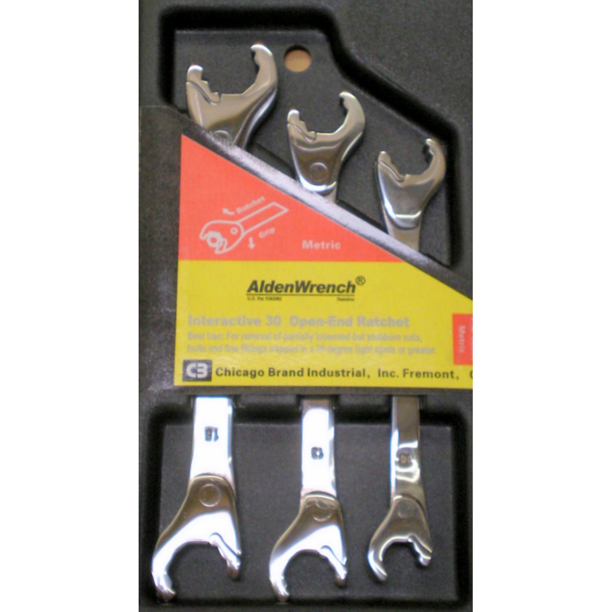Chicago Brand 3 pc. Open-End Ratchet Combination Wrench Set - Metric