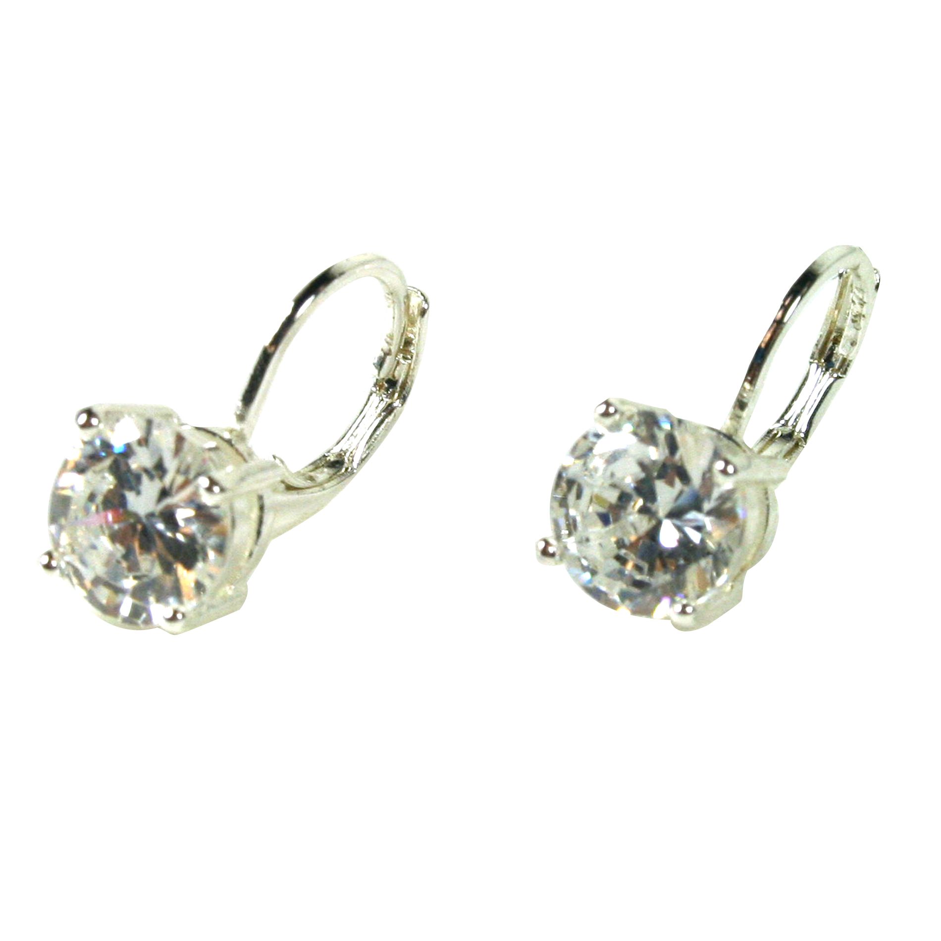 White Cubic Zirconia/Silvertone Euro-wire Earrings White Cubic Zirconia/Silvertone Euro-wire Earrings