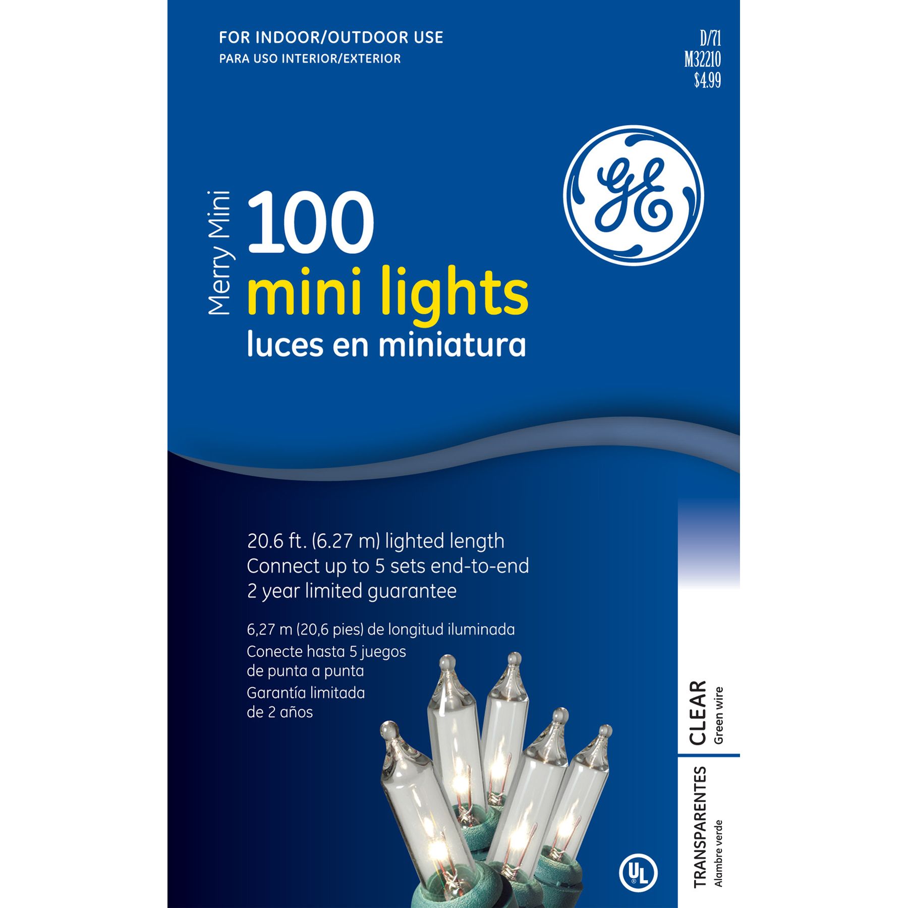 General Electric 100ct Merry Mini Christmas Light Set - Clear