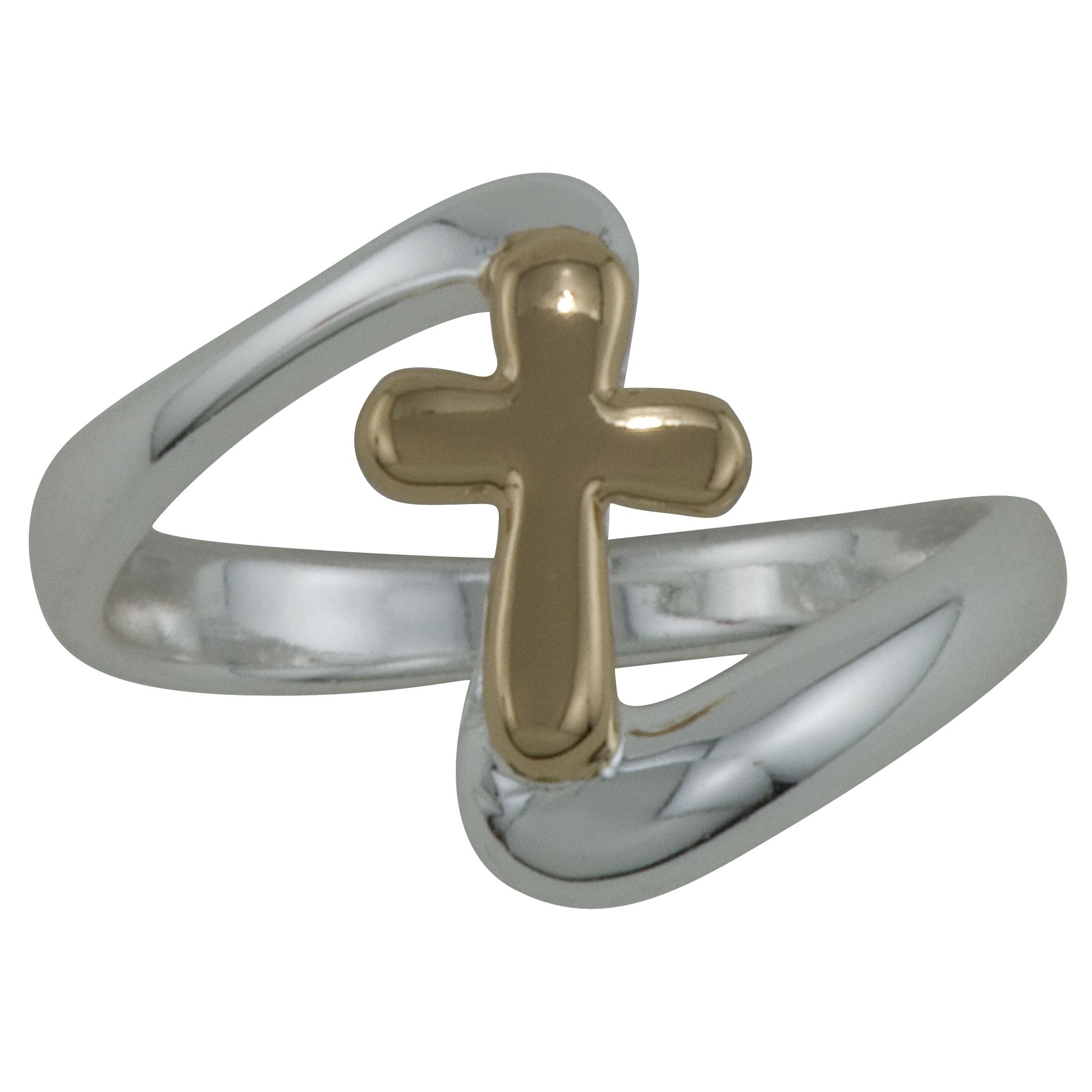 Sterling Silver and Gold Two Tone Cross Ring