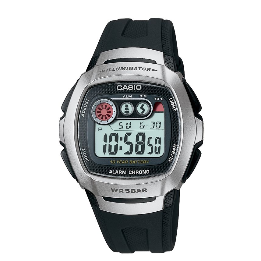 Casio Mens Calendar Day/Date Digital Sport Watch with Silvertone and Black Resin Band Casio Mens Calendar Day/Date Digital Sport Watch with Silvertone and Black Resin Band