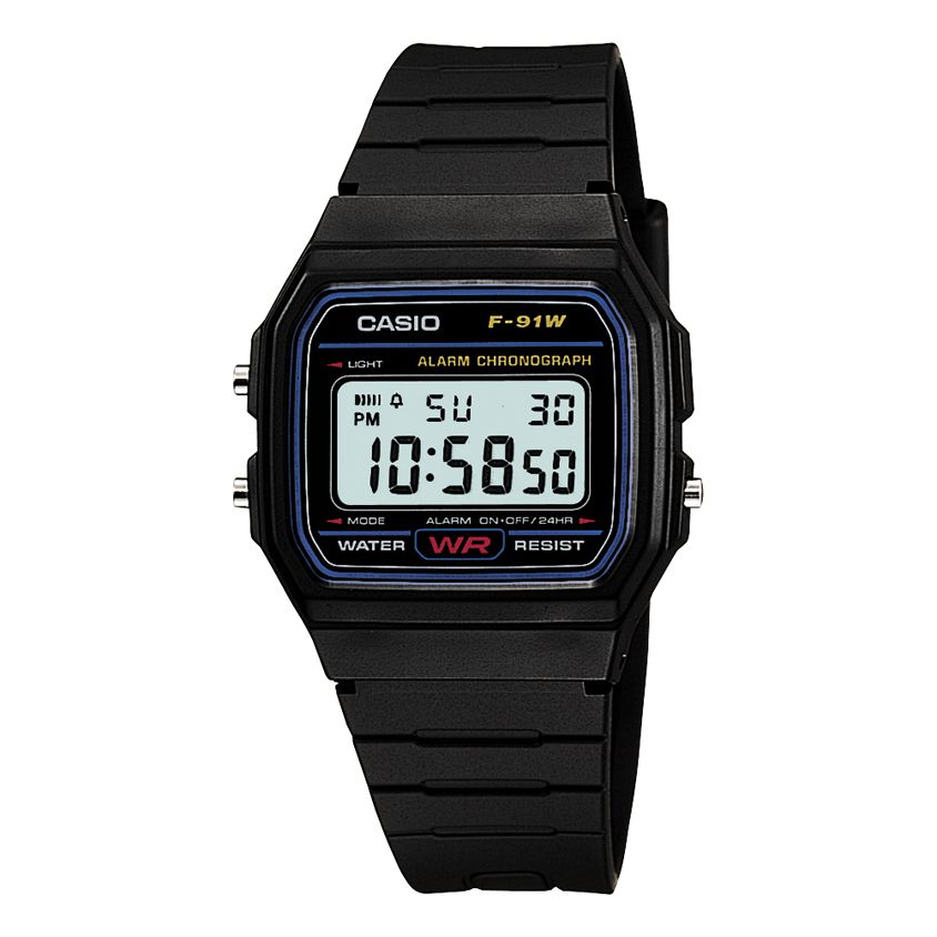 Casio Mens Calendar Day/Date Watch w/Blue Accent LCD Dial and Black Resin Band Casio Mens Calendar Day/Date Watch w/Blue Accent LCD Dial and Black Resin Band