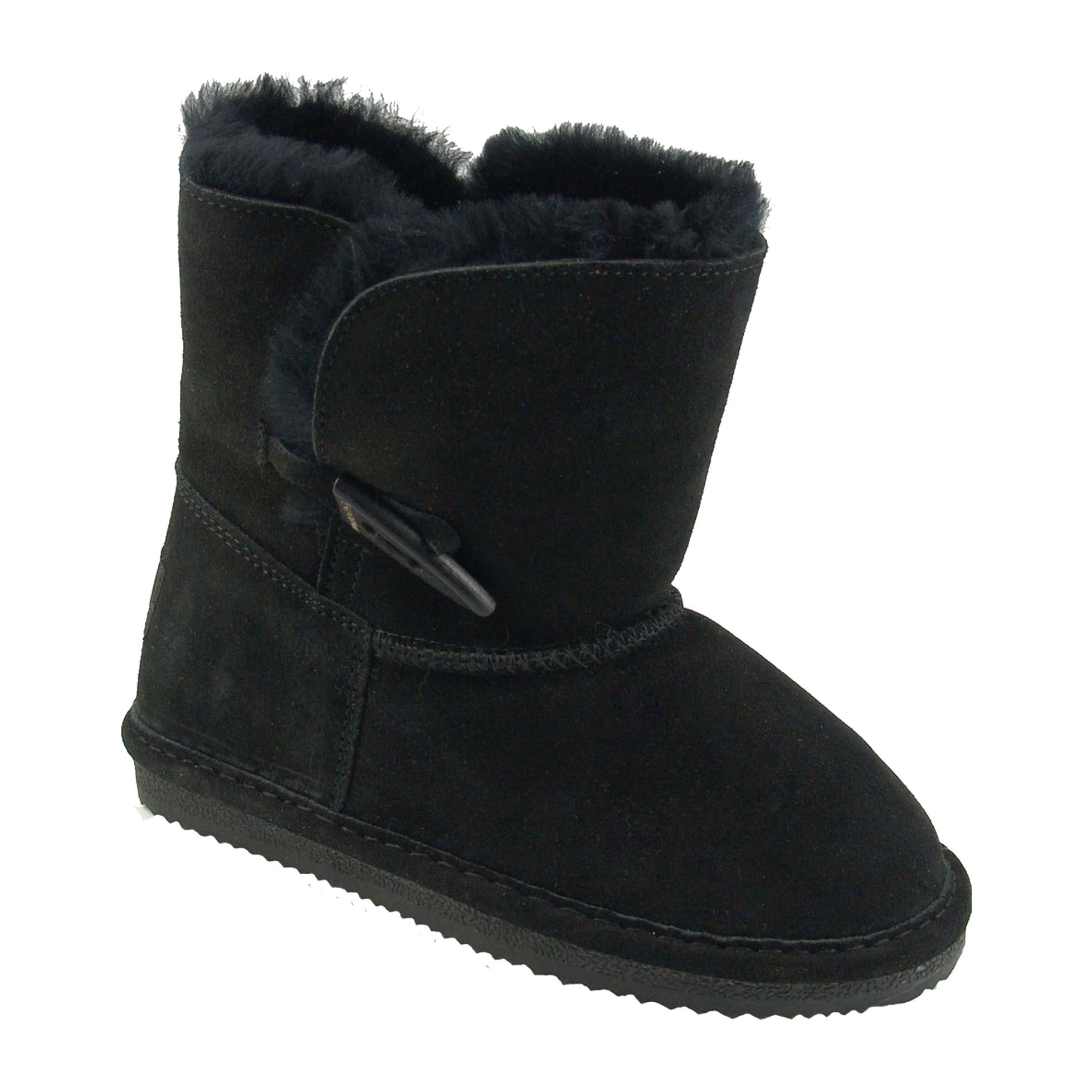 Bear Paw Girl's Abigail Shearling and Suede Fashion Boot - Black
