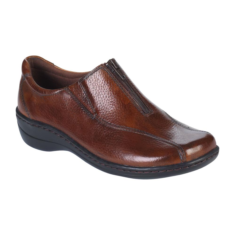 Thom McAn Women&#39;s Dorah Step&#45; In Flat Leather Shoe &#45; Brown