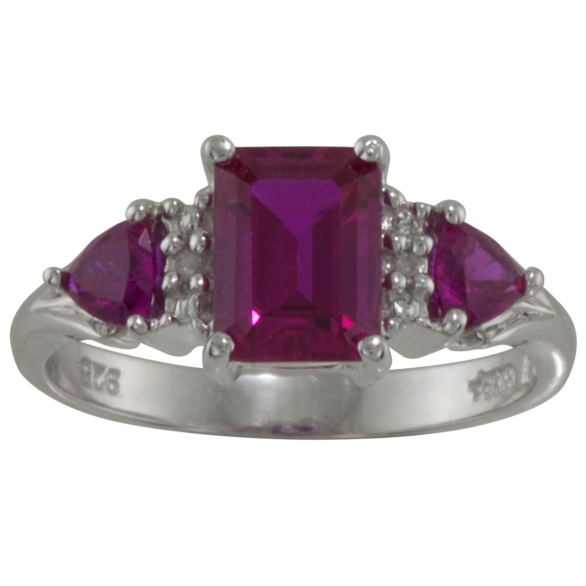 1.79 Cttw. Lab Created Ruby and Diamond Accent Ring in Sterling Silver