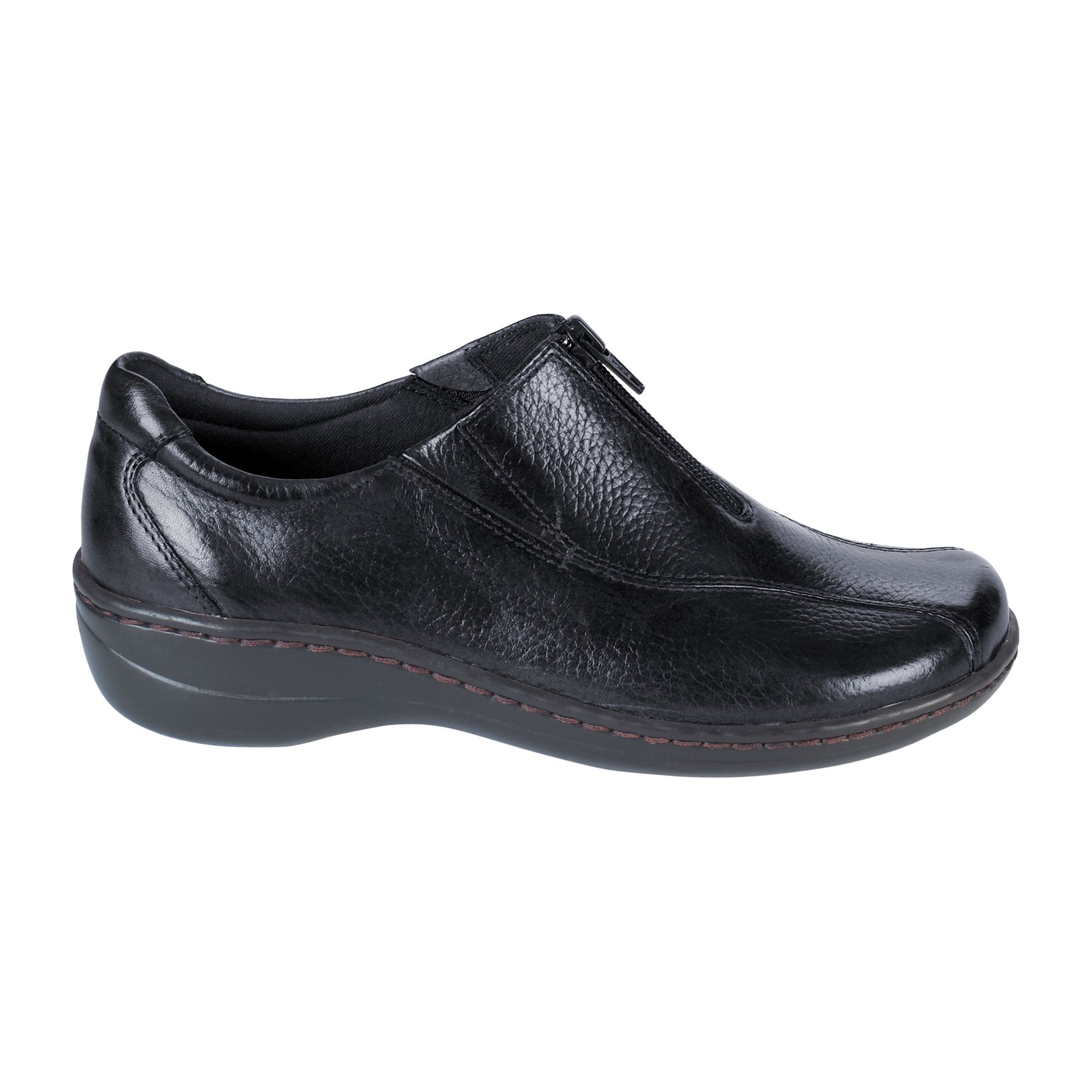 Thom McAn Women&#39;s Dorah Step-In Flat Leather Shoe &#45; Black