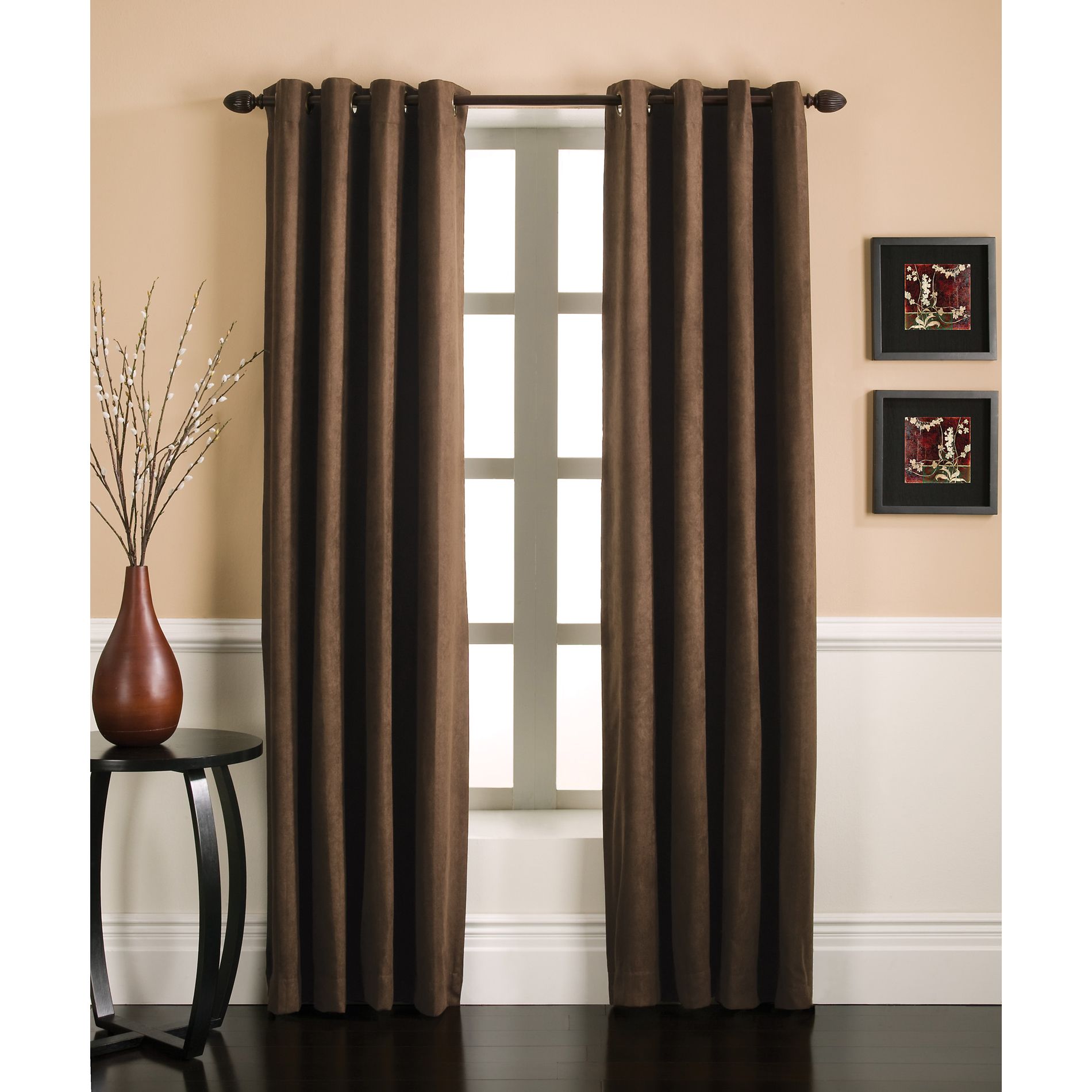 Essential Home Faux Silk Panel W/Grommets Chocolate