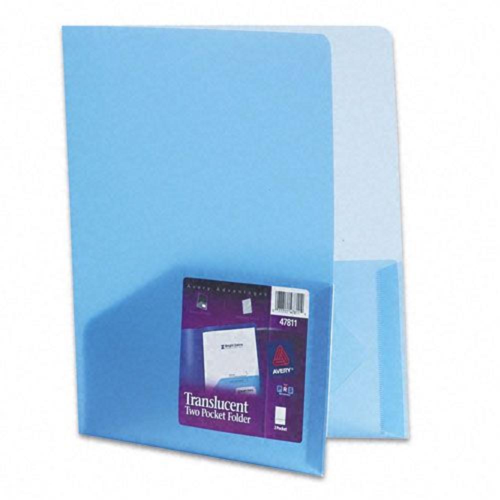 Avery AVE47811 Polypropylene Pocket Portfolio, Translucent Blue