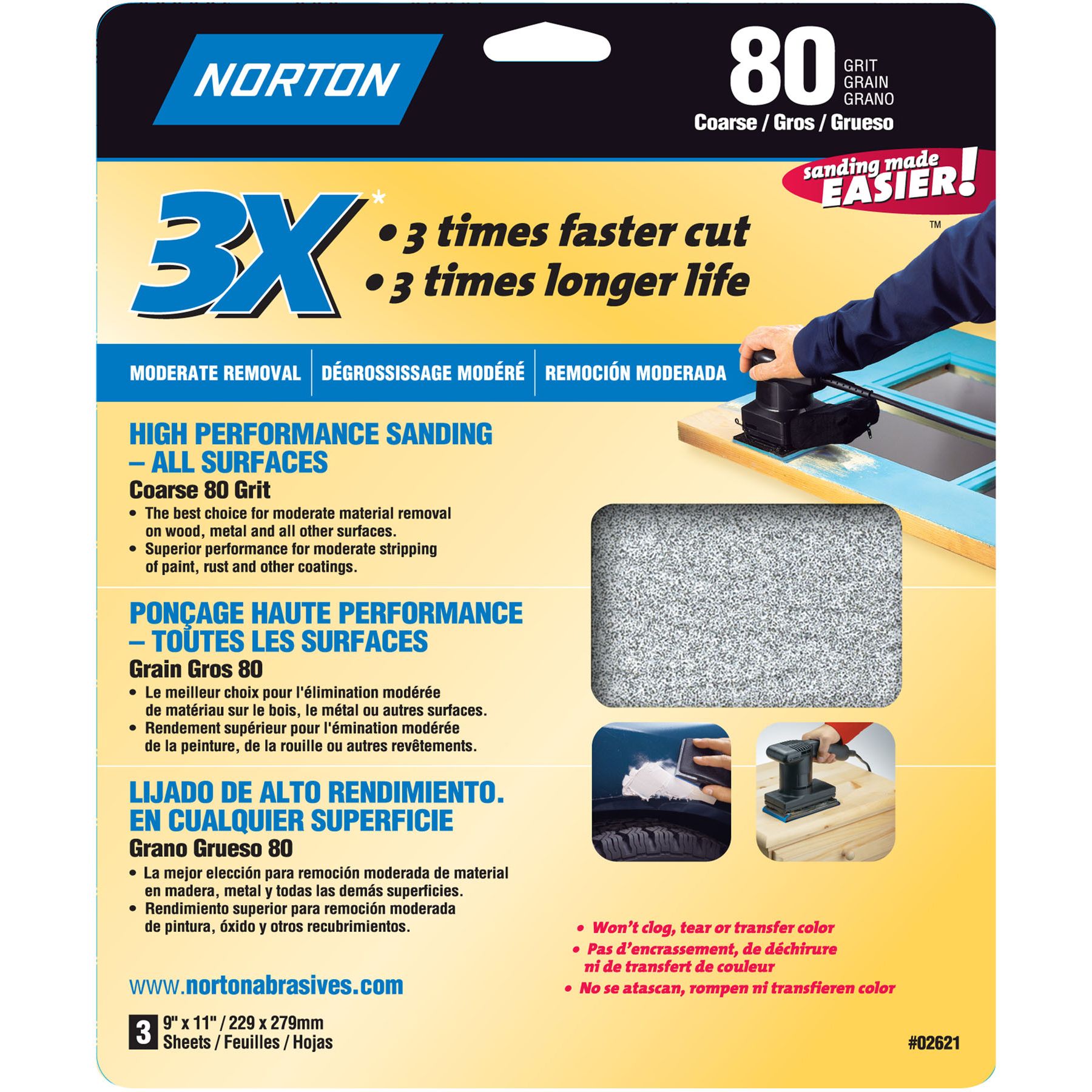 Norton 3X 80 Coarse Grit Sandpaper