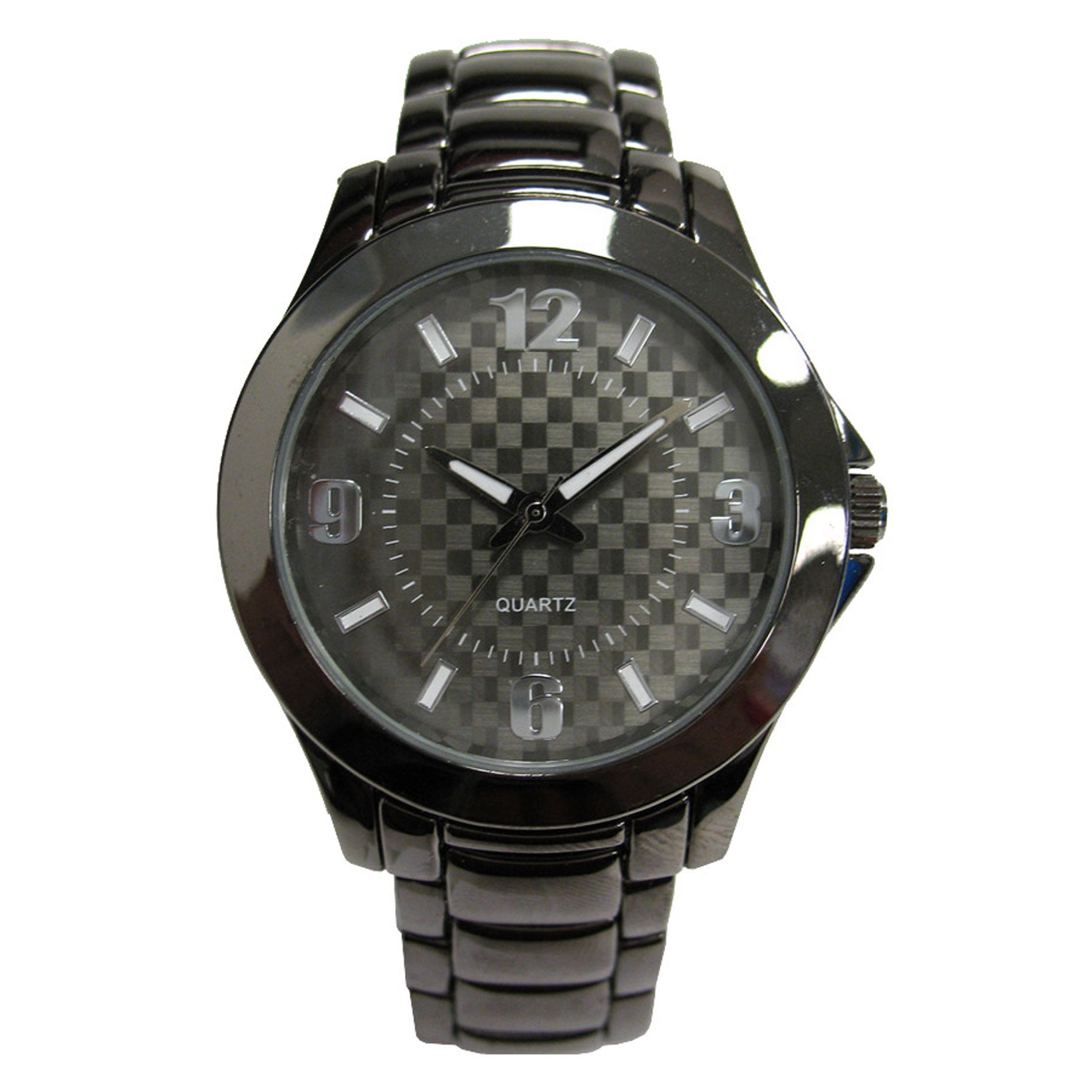 Mens Dress watch w/Gunmetal Round Case Black Textured Dial and GM Band Mens Dress watch w/Gunmetal Round Case Black Textured Dial and GM Band
