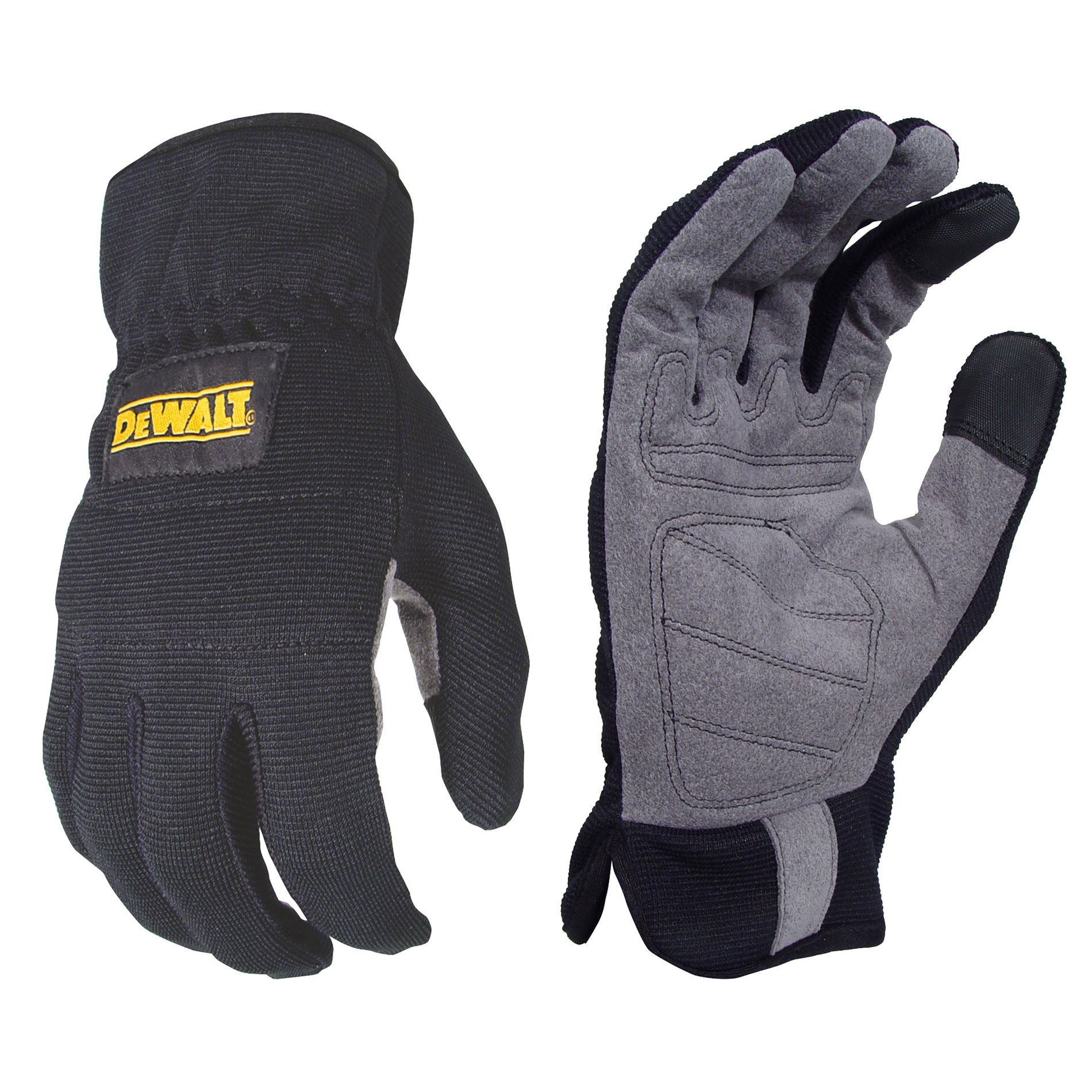 DeWalt RapidFit&#8482; Black Slip On Performance Work Glove with Grey Synthetic Leather Palm - Large