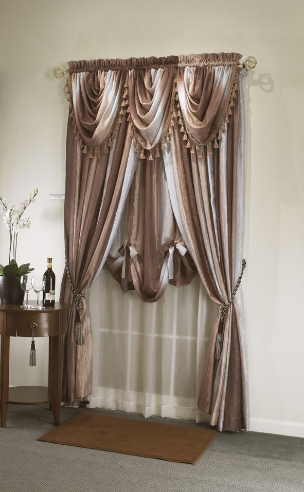 Achim Ombre Waterfal Valance - Chocolate