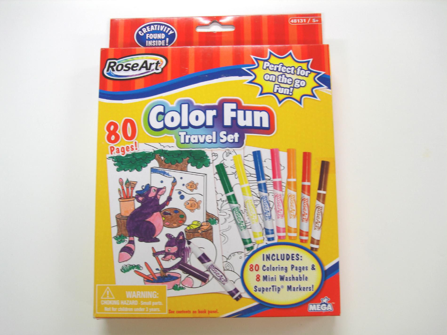 RoseArt Color Fun Travel Set 80 pages, 8 mini Washable Super Tip Markers