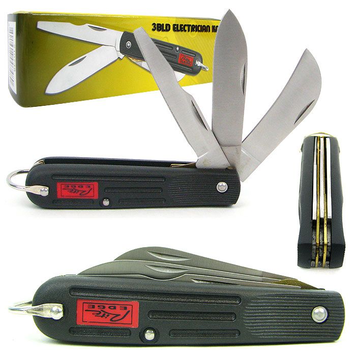 Stalwart 3 Blade Electrician Knife - Pruning, Screwdriver and Utility