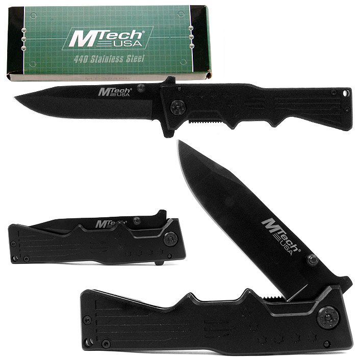 Whetstone Rifle Pocket Knife Folder, Black Blade and Handle - 3.5 inch