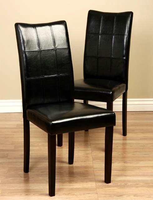 Eveleen Bi-cast Leather Black Dining Chairs (Set of 8)