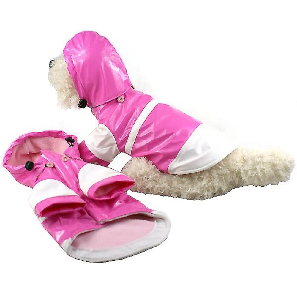 Pet Life Two-Tone Pvc Raincoat W Removable Hood Medium Multi