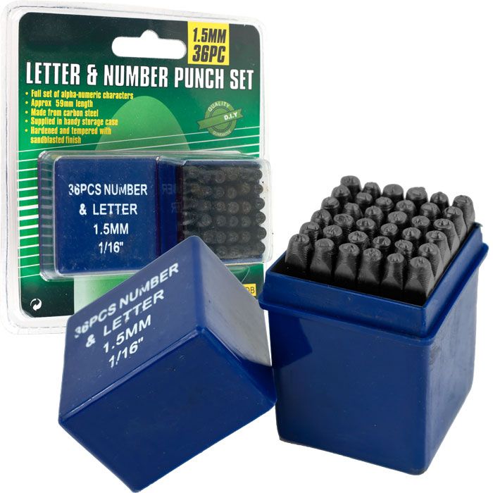 Stalwart Letter and Number Punch Set - 1/16 inch