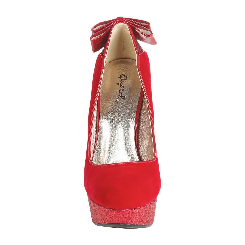 Qupid Women's Olivia Bow On Pump - Red