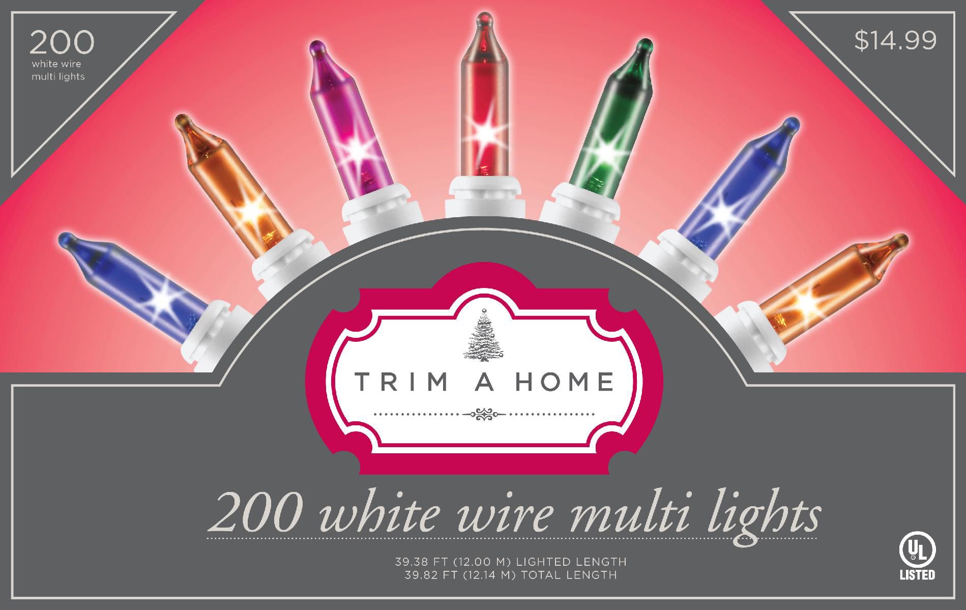 Trim A Home®  200 White Wire Light Set   Multicolor