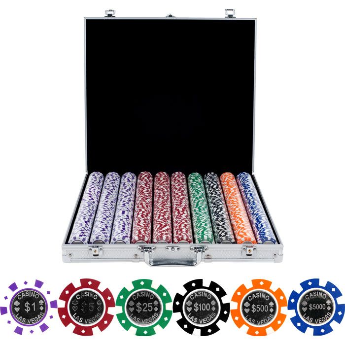 Trademark Global 1000 Casino Las Vegas 12g Coin Inlay Chips w/ Aluminum Case
