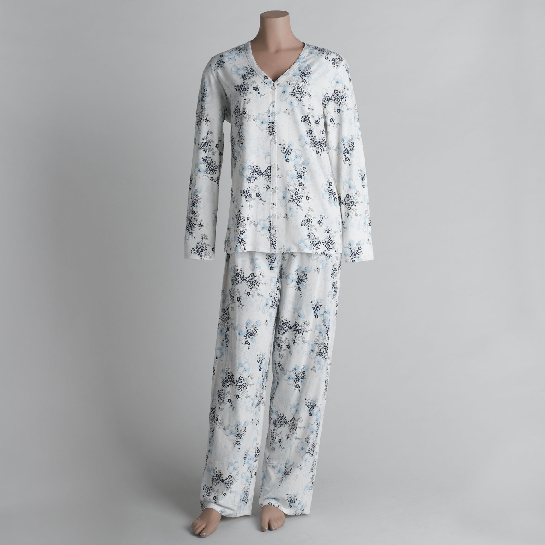 Laura Scott Women's Scallop Trimmed Floral Pajamas