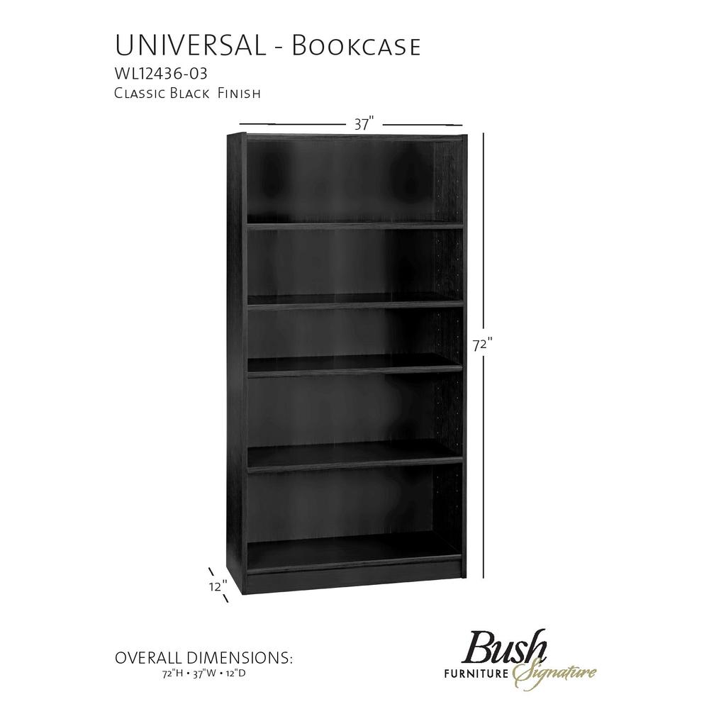 Bush Furniture Universal 72" Bookcase in Black