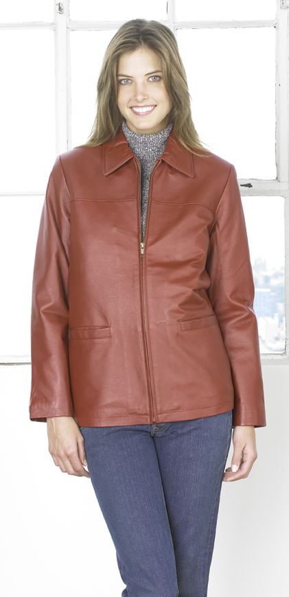 Excelled Leather Zip Front Jacket
