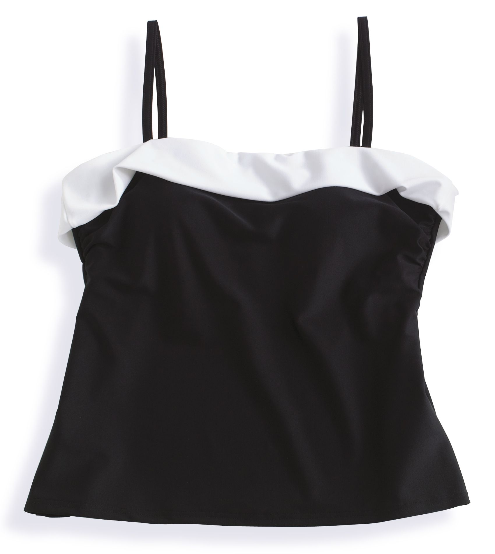 Classic Elements Classic Leaf Black Solid Tankini with White Cuff
