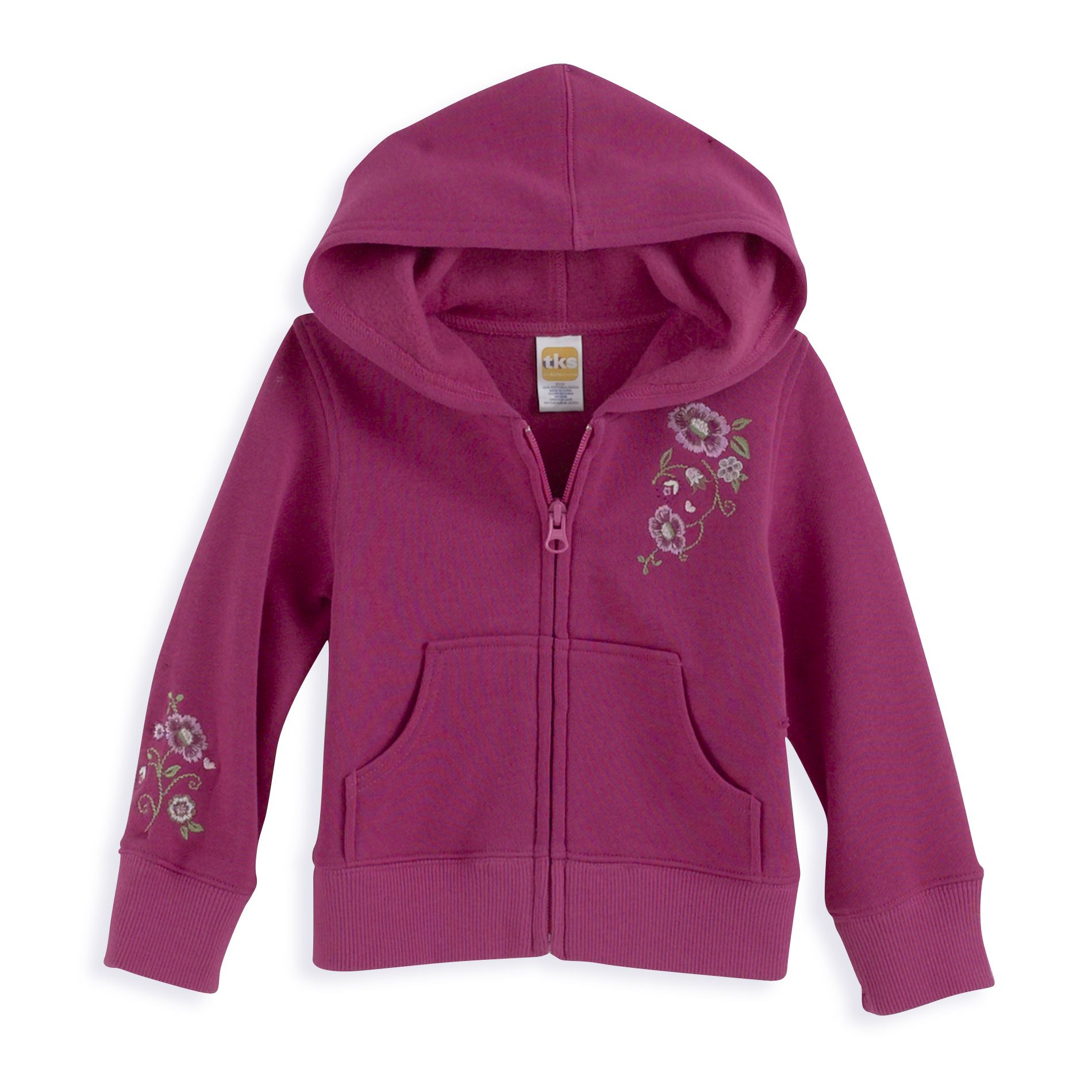 TKS Toddler Girl&#39;s Fleece Jacket with Flower Embroidery