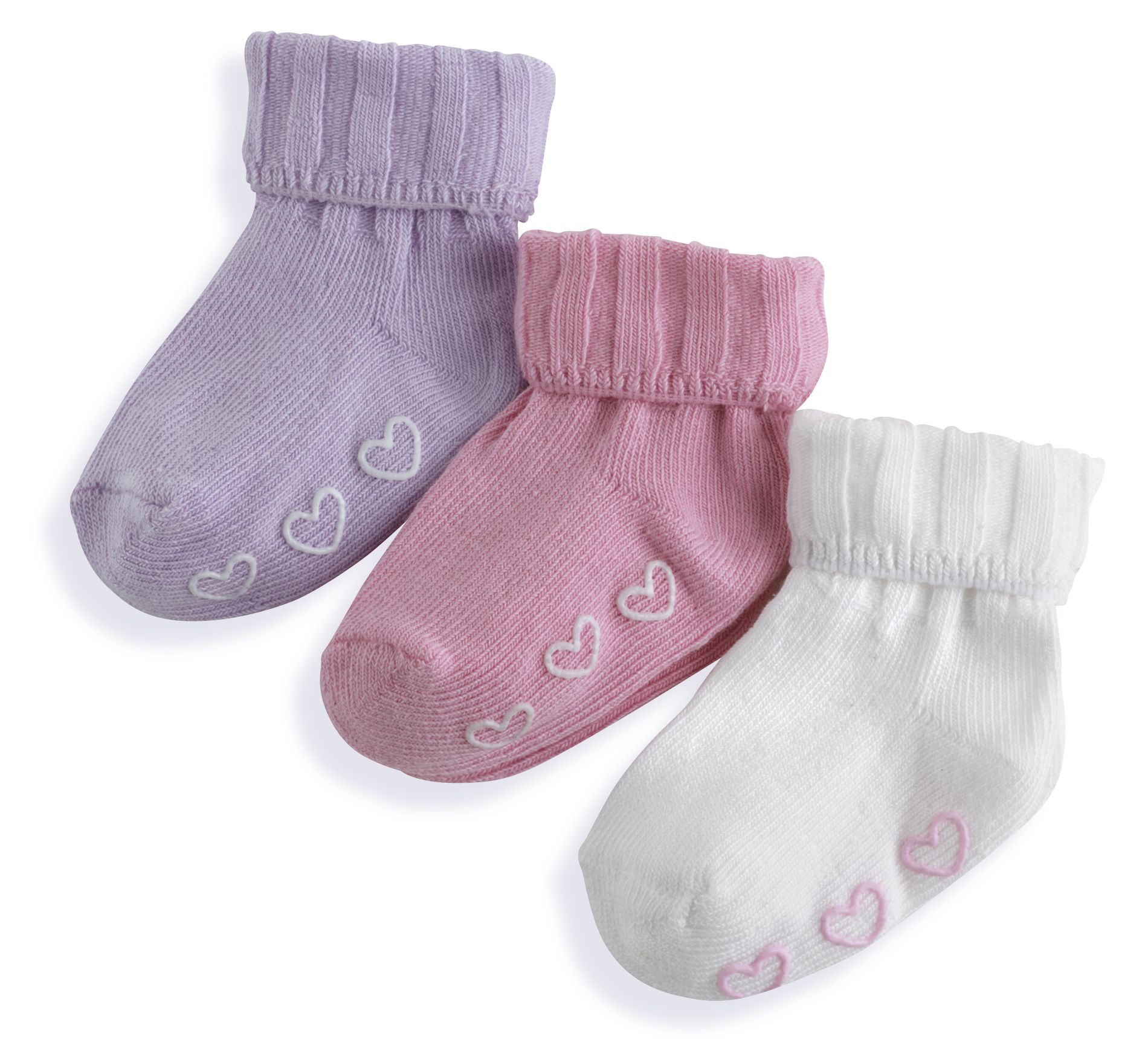 Little Wonders Girl Newborn Ribbed Cuff 3 Pack Sock